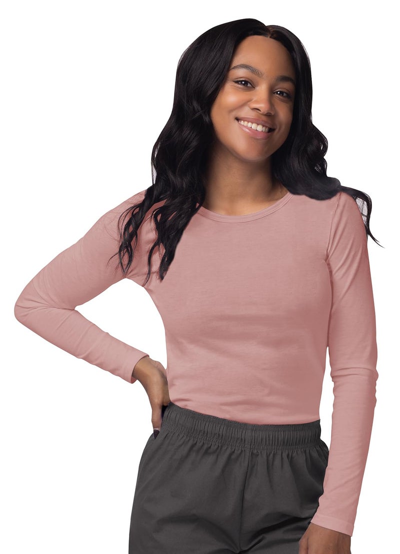 Sivvan Scrubs for Women - Long Sleeve Comfort Underscrub Tee - S8500 - Blush - XS - Image 1